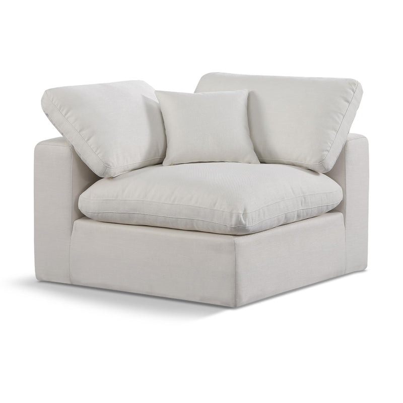 Meridian Comfy Cream Linen Textured Fabric Modular Corner Chair IMAGE 1