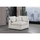 Meridian Comfy Cream Linen Textured Fabric Modular Corner Chair IMAGE 2