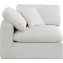Meridian Comfy Cream Linen Textured Fabric Modular Corner Chair IMAGE 4