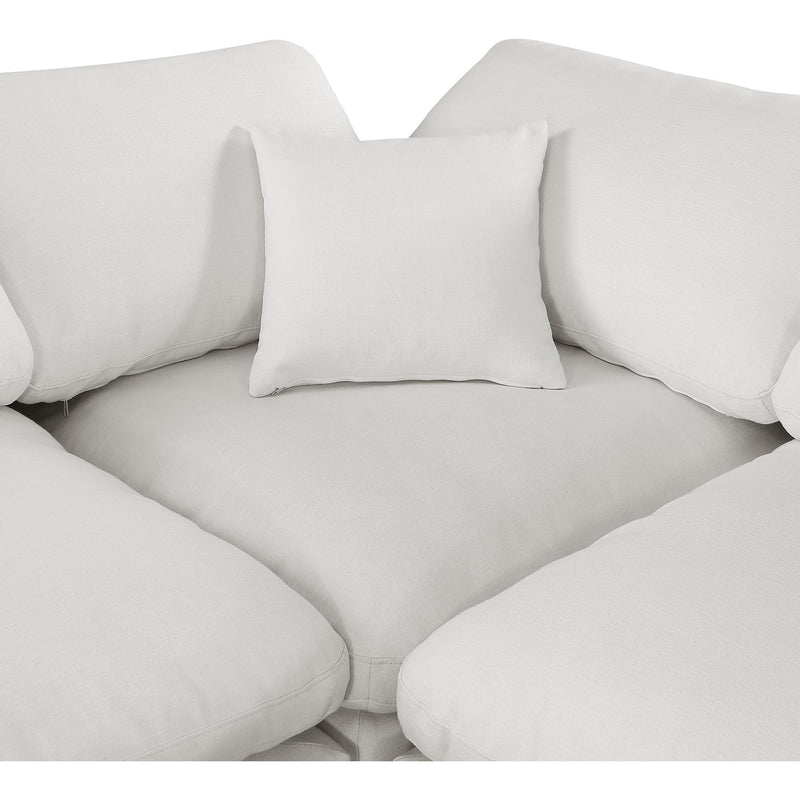 Meridian Comfy Cream Linen Textured Fabric Modular Corner Chair IMAGE 7