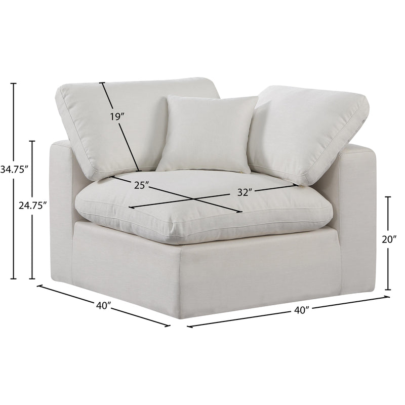 Meridian Comfy Cream Linen Textured Fabric Modular Corner Chair IMAGE 9