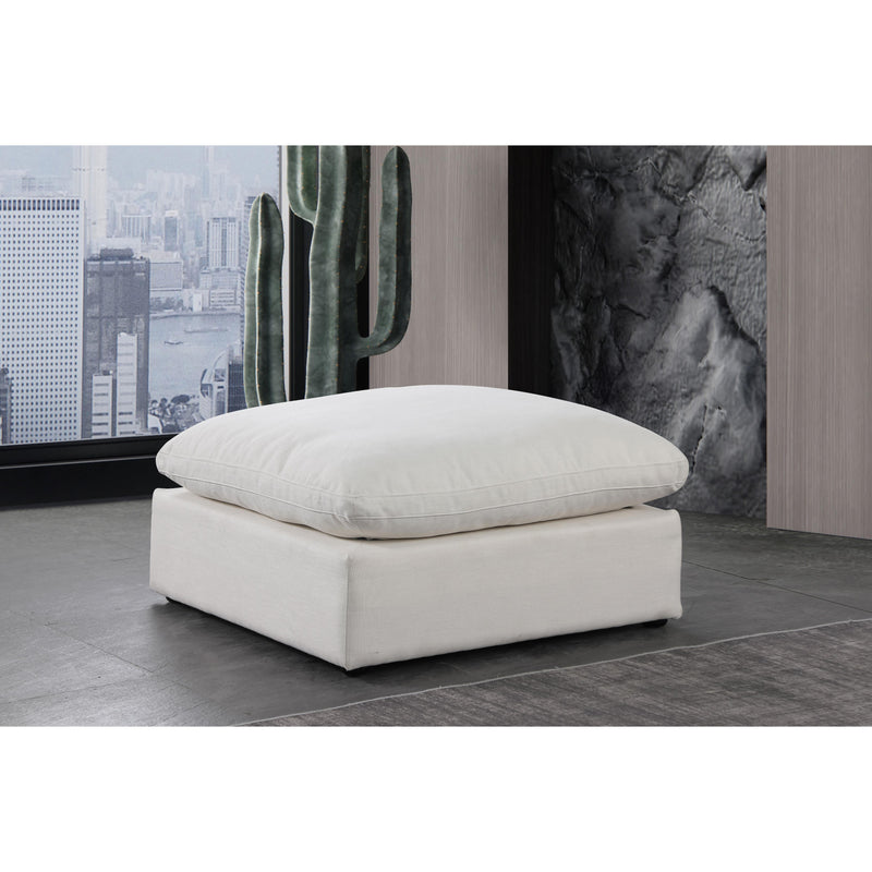 Meridian Comfy Cream Linen Textured Fabric Modular Ottoman IMAGE 2