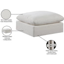 Meridian Comfy Cream Linen Textured Fabric Modular Ottoman IMAGE 6