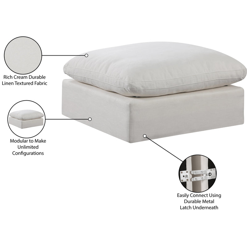 Meridian Comfy Cream Linen Textured Fabric Modular Ottoman IMAGE 6