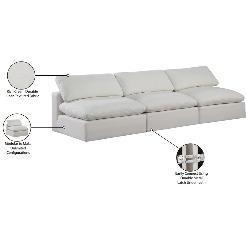 Meridian Comfy Cream Linen Textured Fabric Modular Sofa IMAGE 10