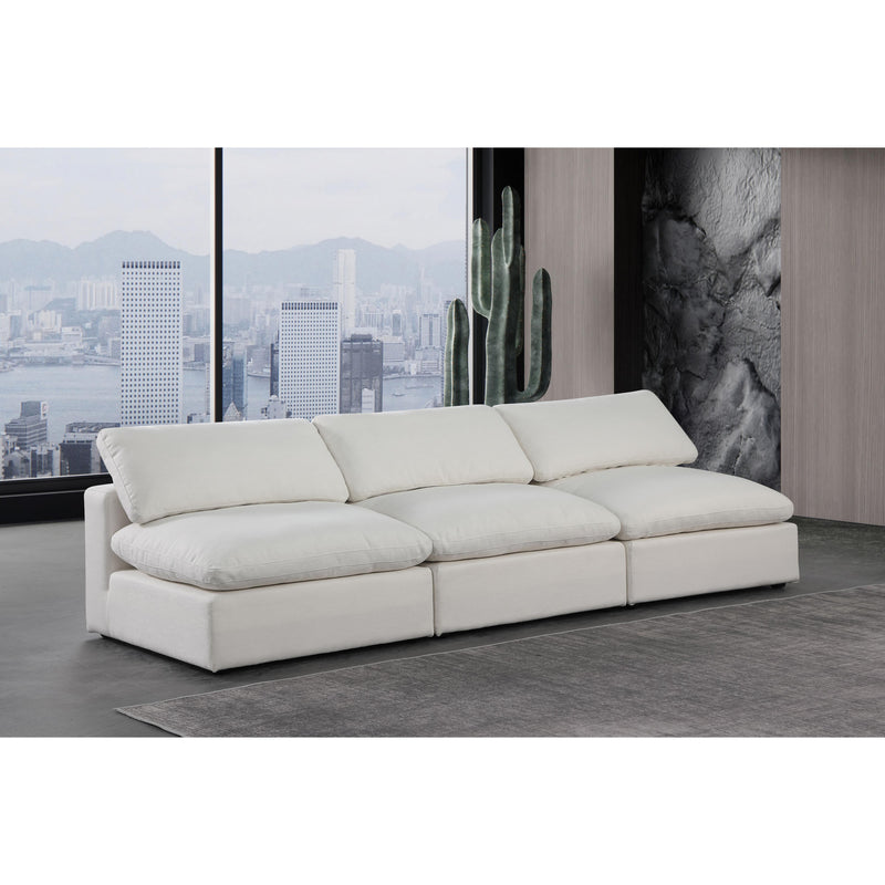 Meridian Comfy Cream Linen Textured Fabric Modular Sofa IMAGE 2