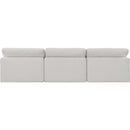 Meridian Comfy Cream Linen Textured Fabric Modular Sofa IMAGE 3