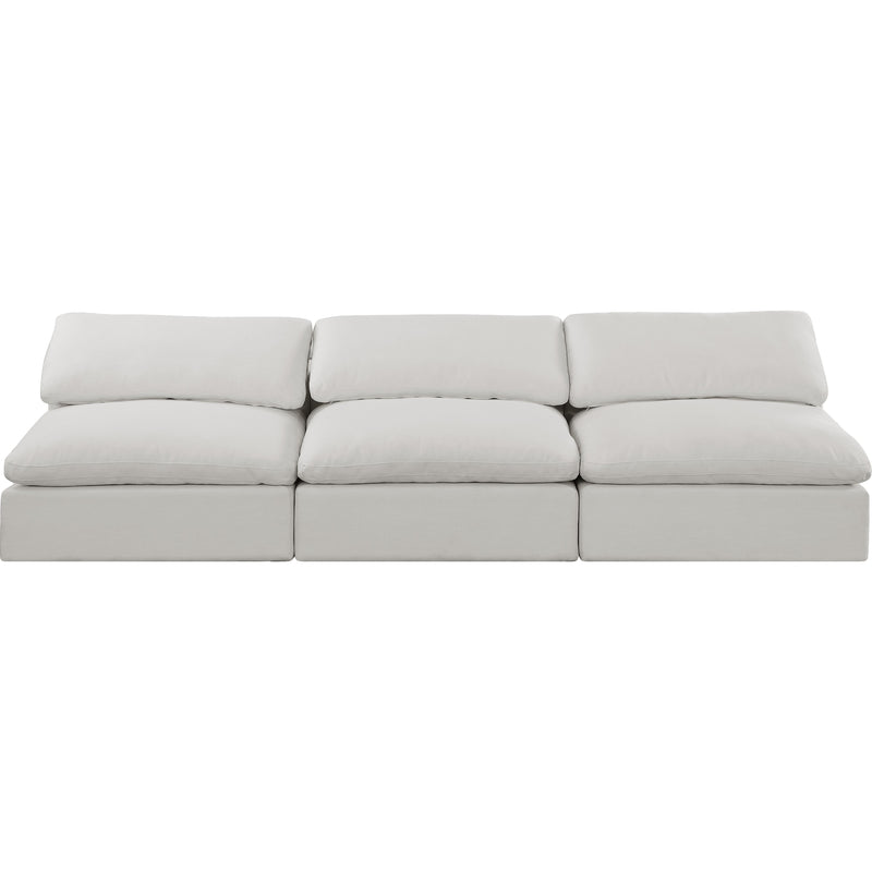 Meridian Comfy Cream Linen Textured Fabric Modular Sofa IMAGE 4