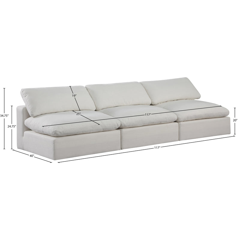 Meridian Comfy Cream Linen Textured Fabric Modular Sofa IMAGE 9