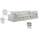 Meridian Comfy Cream Linen Textured Fabric Modular Sofa IMAGE 10