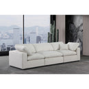 Meridian Comfy Cream Linen Textured Fabric Modular Sofa IMAGE 2