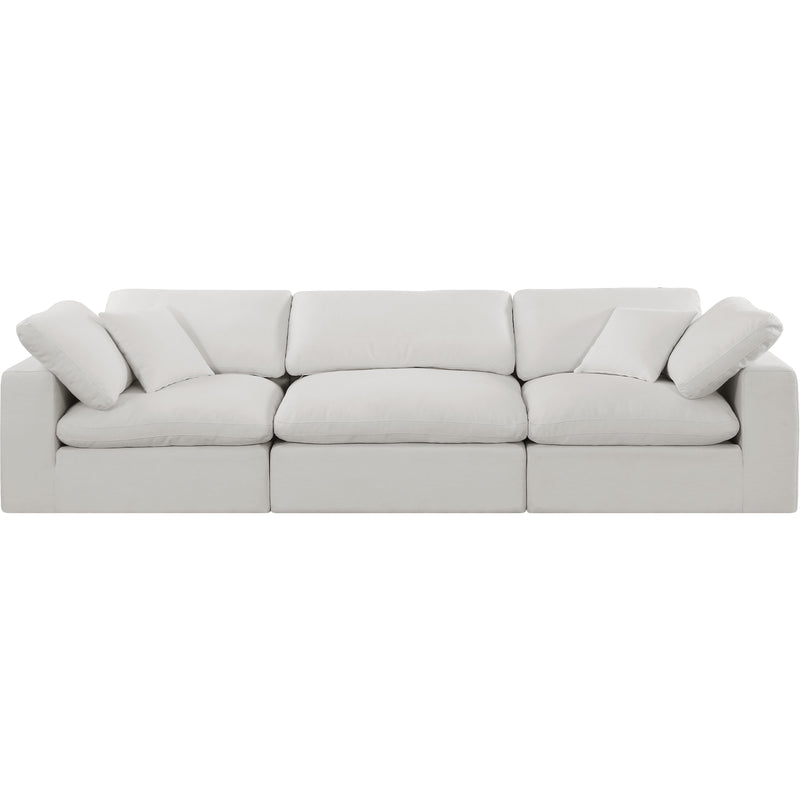 Meridian Comfy Cream Linen Textured Fabric Modular Sofa IMAGE 4
