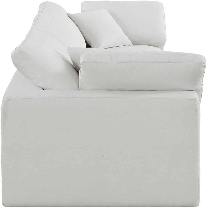 Meridian Comfy Cream Linen Textured Fabric Modular Sofa IMAGE 5