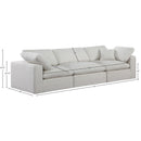 Meridian Comfy Cream Linen Textured Fabric Modular Sofa IMAGE 9