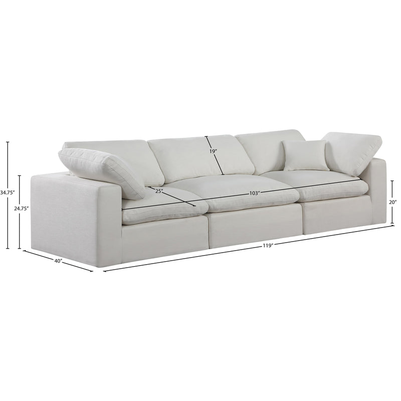 Meridian Comfy Cream Linen Textured Fabric Modular Sofa IMAGE 9