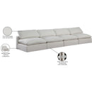 Meridian Comfy Cream Linen Textured Fabric Modular Sofa IMAGE 10