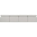 Meridian Comfy Cream Linen Textured Fabric Modular Sofa IMAGE 3