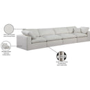 Meridian Comfy Cream Linen Textured Fabric Modular Sofa IMAGE 10