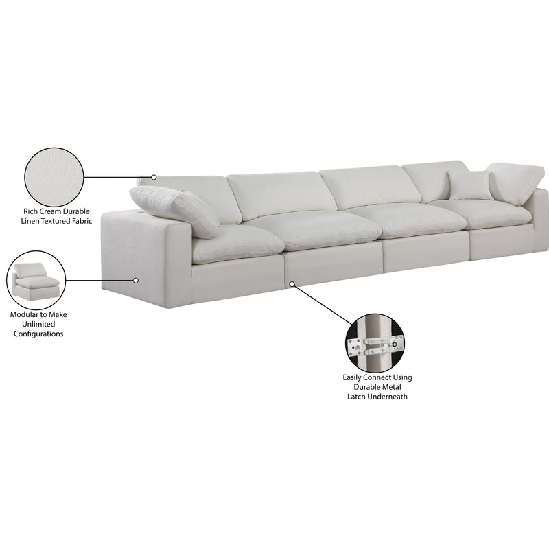 Meridian Comfy Cream Linen Textured Fabric Modular Sofa IMAGE 10