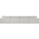 Meridian Comfy Cream Linen Textured Fabric Modular Sofa IMAGE 3