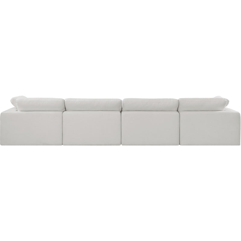Meridian Comfy Cream Linen Textured Fabric Modular Sofa IMAGE 3
