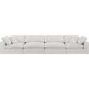 Meridian Comfy Cream Linen Textured Fabric Modular Sofa IMAGE 4