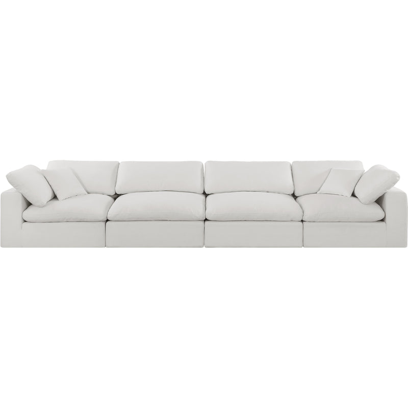 Meridian Comfy Cream Linen Textured Fabric Modular Sofa IMAGE 4