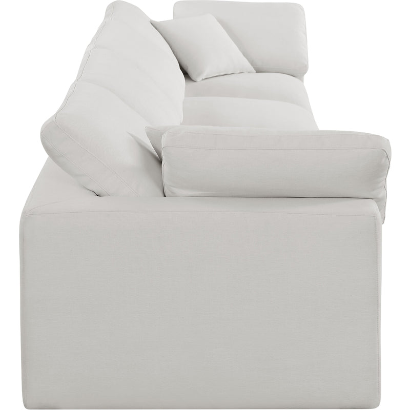Meridian Comfy Cream Linen Textured Fabric Modular Sofa IMAGE 5
