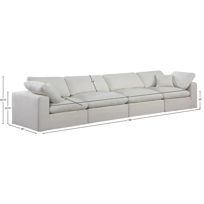 Meridian Comfy Cream Linen Textured Fabric Modular Sofa IMAGE 9