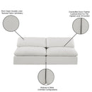 Meridian Comfy Cream Linen Textured Fabric Modular Sofa IMAGE 10