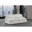 Meridian Comfy Cream Linen Textured Fabric Modular Sofa IMAGE 2