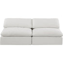 Meridian Comfy Cream Linen Textured Fabric Modular Sofa IMAGE 4