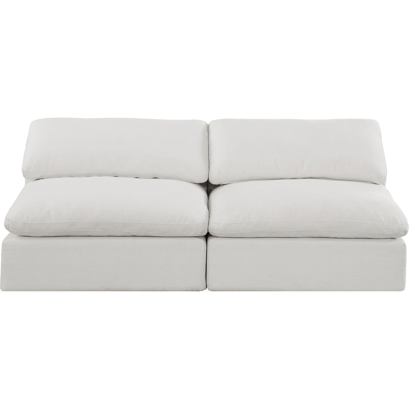 Meridian Comfy Cream Linen Textured Fabric Modular Sofa IMAGE 4