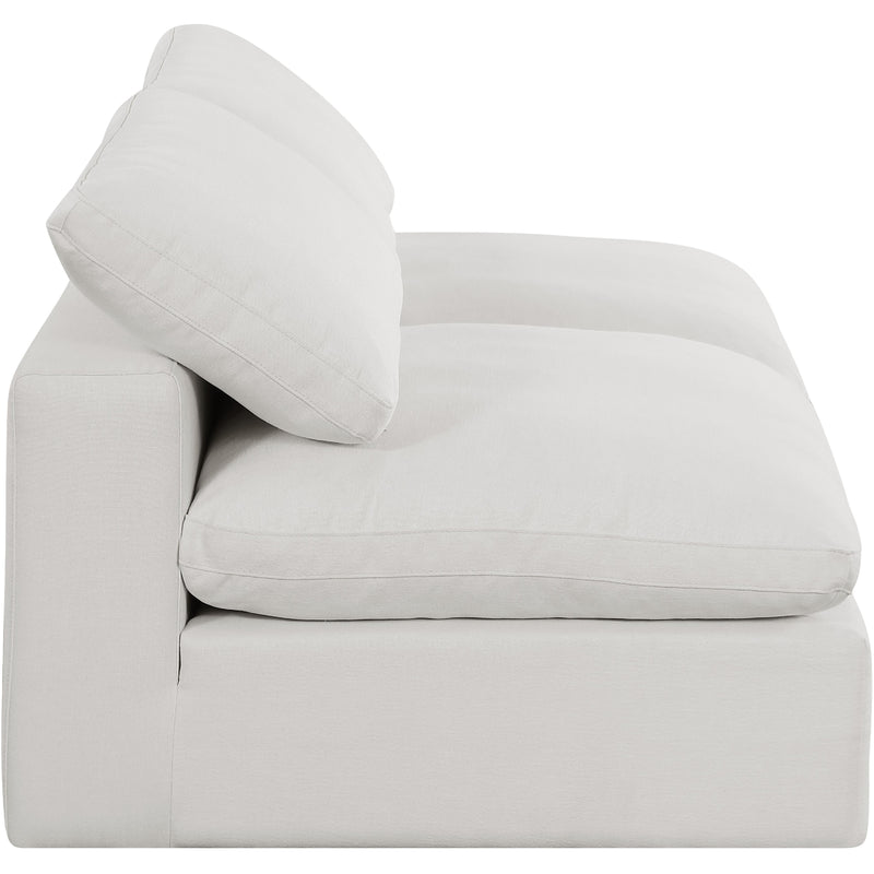 Meridian Comfy Cream Linen Textured Fabric Modular Sofa IMAGE 5
