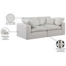 Meridian Comfy Cream Linen Textured Fabric Modular Sofa IMAGE 10