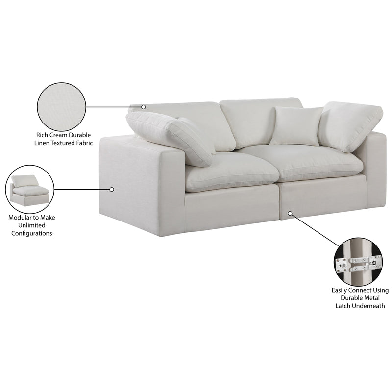 Meridian Comfy Cream Linen Textured Fabric Modular Sofa IMAGE 10