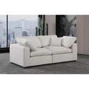 Meridian Comfy Cream Linen Textured Fabric Modular Sofa IMAGE 2