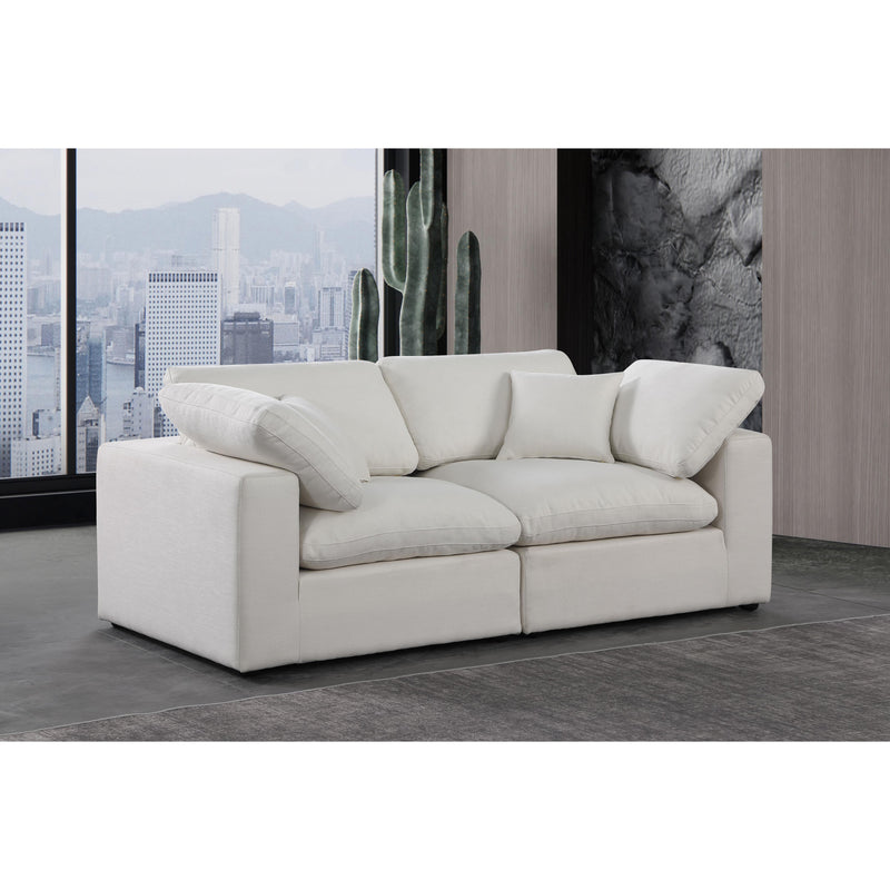 Meridian Comfy Cream Linen Textured Fabric Modular Sofa IMAGE 2