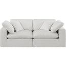 Meridian Comfy Cream Linen Textured Fabric Modular Sofa IMAGE 4