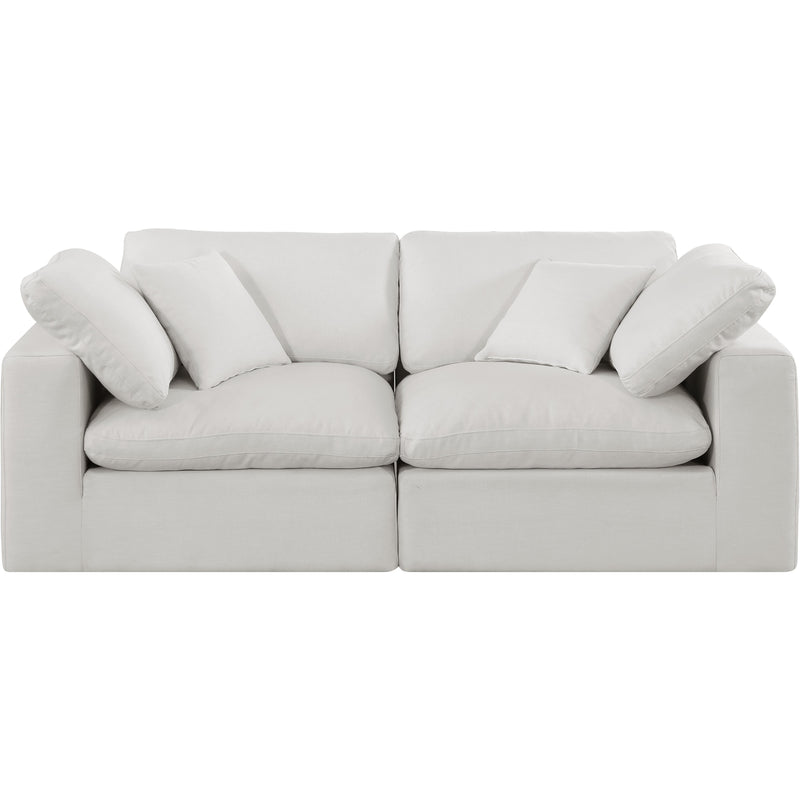 Meridian Comfy Cream Linen Textured Fabric Modular Sofa IMAGE 4