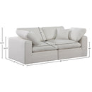 Meridian Comfy Cream Linen Textured Fabric Modular Sofa IMAGE 9