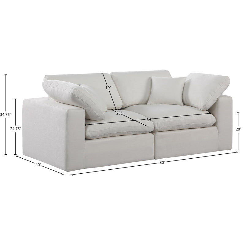 Meridian Comfy Cream Linen Textured Fabric Modular Sofa IMAGE 9