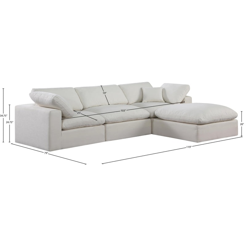 Meridian Comfy Cream Linen Textured Fabric Modular Sectional IMAGE 15