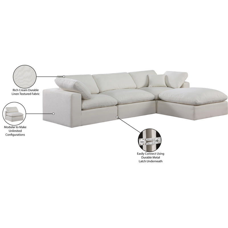 Meridian Comfy Cream Linen Textured Fabric Modular Sectional IMAGE 16