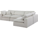 Meridian Comfy Cream Linen Textured Fabric Modular Sectional IMAGE 2