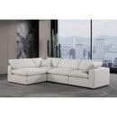 Meridian Comfy Cream Linen Textured Fabric Modular Sectional IMAGE 3