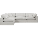 Meridian Comfy Cream Linen Textured Fabric Modular Sectional IMAGE 7