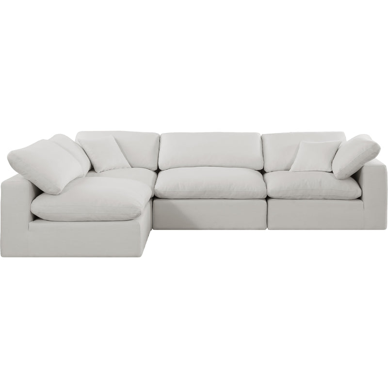 Meridian Comfy Cream Linen Textured Fabric Modular Sectional IMAGE 7