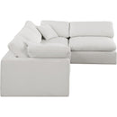 Meridian Comfy Cream Linen Textured Fabric Modular Sectional IMAGE 9