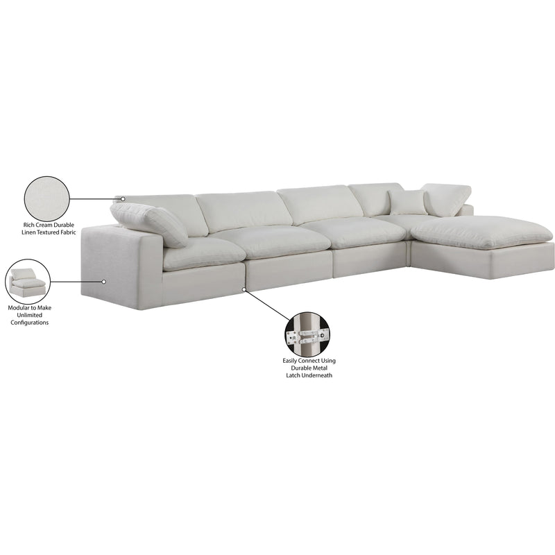 Meridian Comfy Cream Linen Textured Fabric Modular Sectional IMAGE 16